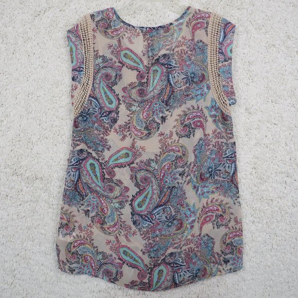 Daniel Rainn* Women's Sleeveless Boat Neck Tie Pullover Blouse Size Small~ Multi - Picture 2 of 9